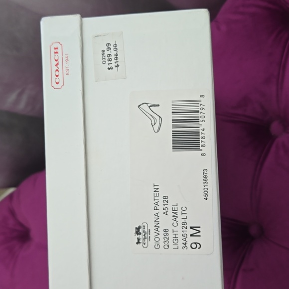 NWT COACH GIOVANNA PATENT HEELS IN LIGHT CAMEL - Picture 5 of 5